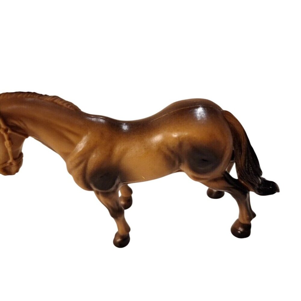 New Ray Hollow Bay Plastic Horse Figure Brown Black Vintage - Picture 3 of 9